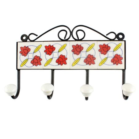 Red Tiny Flower Ceramic Tile Hook Online